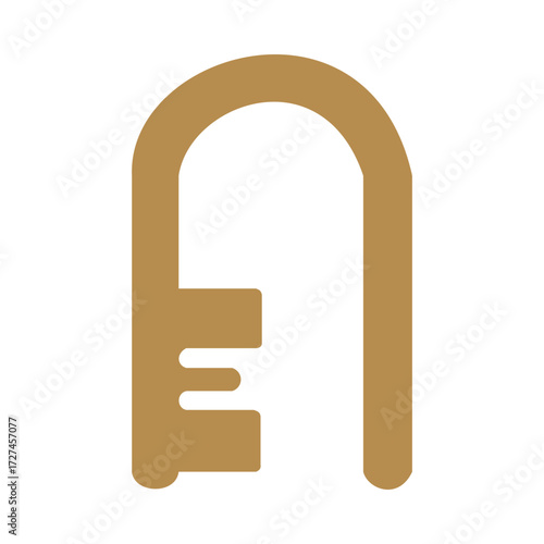 Golden key outline minimal security and access symbol clean vector icon