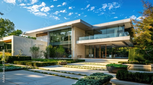 Modern house exterior daytime view