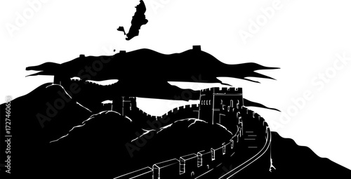Obraz na płótnie Iconic Great Wall of China winding dramatically across rugged mountainous terrai