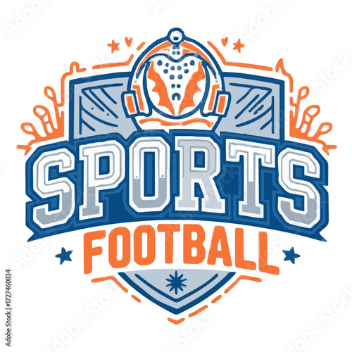 Sports team icon crest in blue and orange