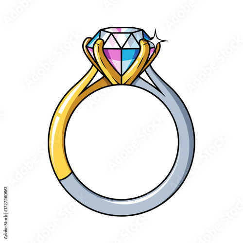 Cartoonish Multicolored Diamond Engagement Ring.