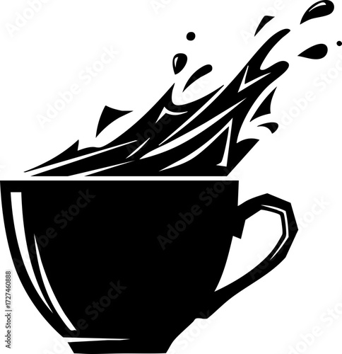 Quadro su tela Dynamic coffee splash erupting from a modern cup, capturing energetic morning vibes and bold flavor