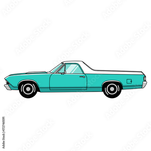 Classic Teal and White TwoTone Pickup Truck Coupe.