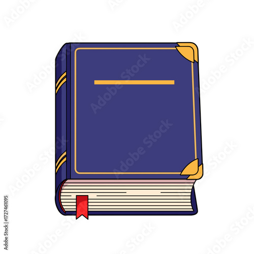 Classic Blue Hardcover Book with Gold Embellishments and Bookmark.