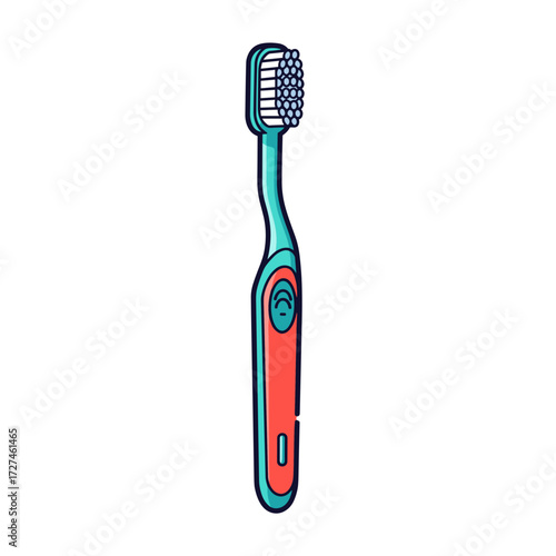 Colorful Cartoon Illustration of a Modern Electric Toothbrush.