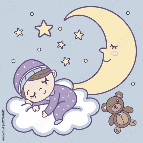 Moonlit Bedtime Dream.This dreamy design is ideal for a young child's bedtime or lullaby storybook cover.