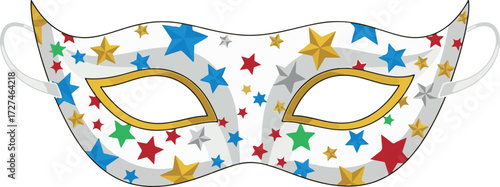 Festive Party Mask Decorated with Multicolored Stars