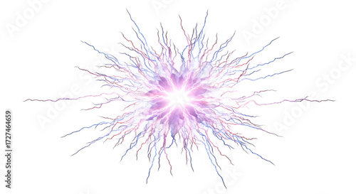 Abstract Energy Burst with Lightning Effect on Black Background png clear alpha channel cutout isolated on transparent background