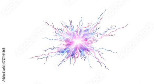 Abstract Energy Burst with Lightning and Liquid Elements png clear alpha channel cutout isolated on transparent background