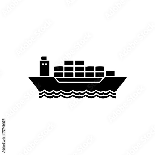 Container cargo ship at sea carrying freight, symbolizing global trade, logistics, and maritime transport.