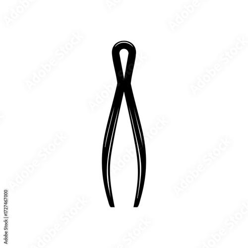 Simple black kitchen tongs symbol representing cooking and food handling utensils.
