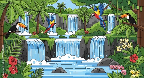 Jungle Waterfall Paradise. (3)