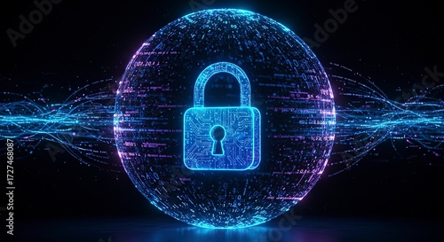 Wallpaper Mural Cybersecurity Concept Digital Lock in a Network Torontodigital.ca