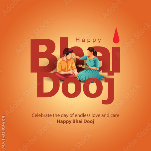 beautiful Bhai Dooj Hindu festival greeting card India. editable abstract vector illustration design