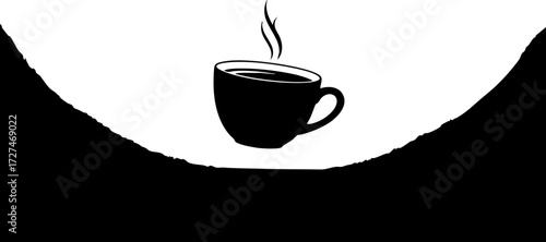 Steaming coffee cup artfully captured, evoking warmth and energy for cafe branding or morning inspiration designs.