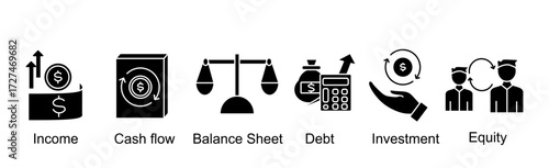 income banner web icon vector illustration concept with icon of income,cash flow,balance sheet,debt,investment,equity