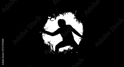 Dynamic silhouette of a person in action, conveying movement, power, and focus, perfect for sports or abstract concepts.