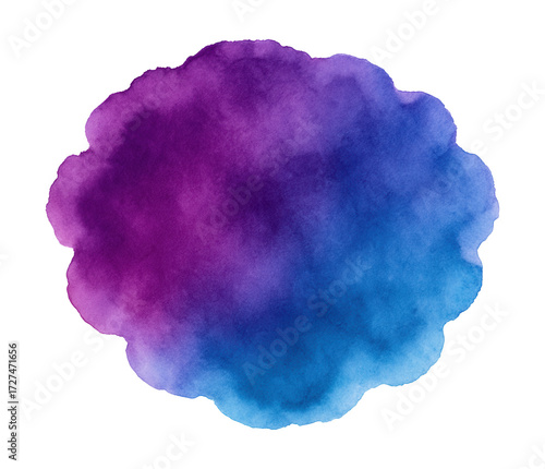 Purple and blue watercolor spot on white background.