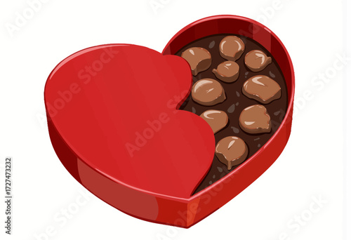 Red Heart-Shaped Box with a Selection of Luxurious Assorted Chocolates for Gourmet Indulgence and Gift Giving in Decadent Display of Sweet Delights
