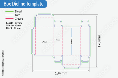 Box Dieline, Dieline Template, Dieline Packaging, Die Cut Vector Layout for Printing and Cutting