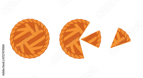 Delicious Golden Brown Pie, Whole and Sliced with Separated Portions, Ready to Serve or Share