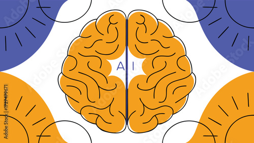 Human brain in flat style. Vector illustration of a human brain.