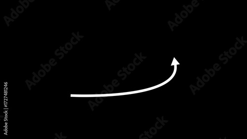 Arrow sign and for direction white color animation. presentation and symbol pointing right with white color animated. Black background 4k video.
