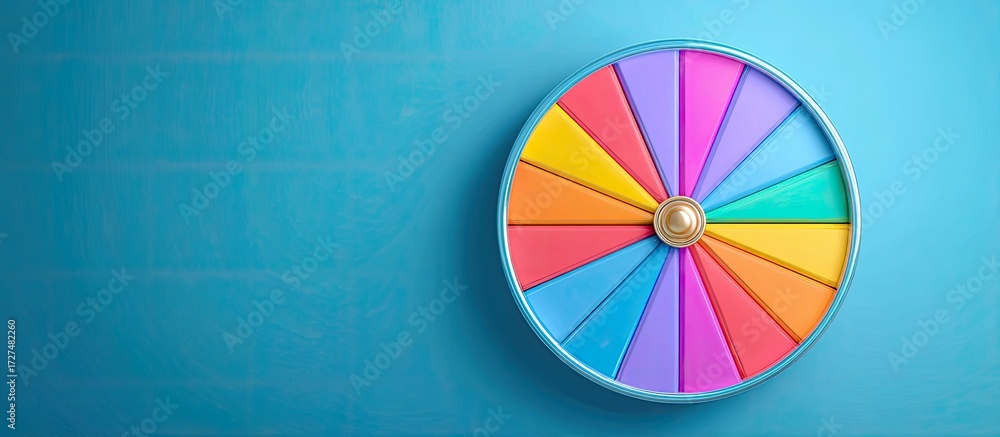 Obraz premium Colorful spinning wheel on a light blue background