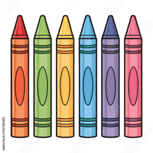 set of crayons for Creative School Art Supplies isolated