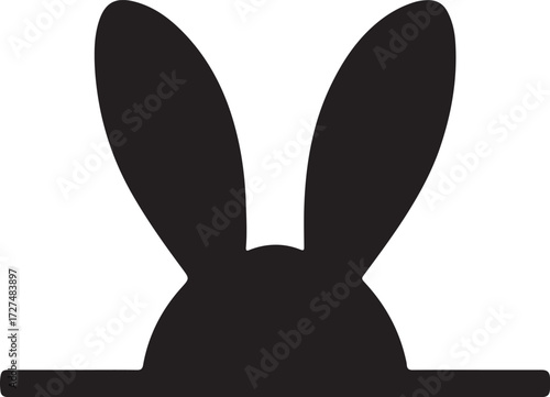 rabbit head peeking logo silhouette vector art illustration.