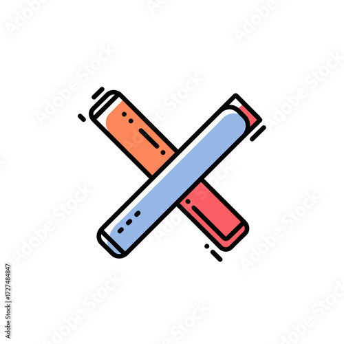 Two Crossed Stylized Bars with Dots and Dashes.