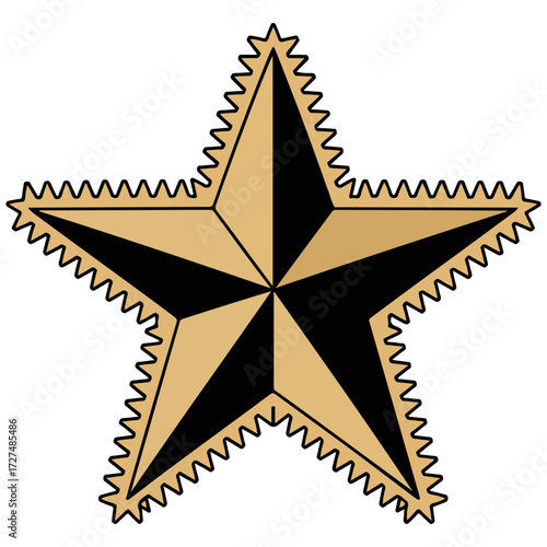 A beautiful star-shaped design in gold and black colors 