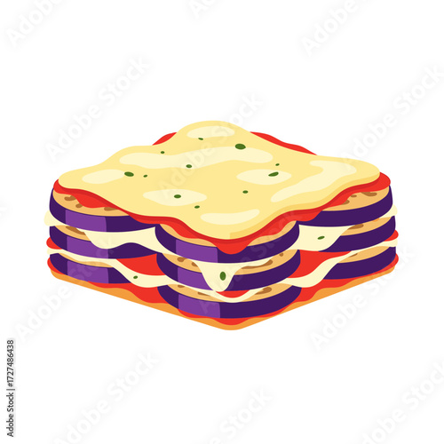 Delicious Layered Eggplant Parmesan with Creamy Cheese and Tomato Sauce.