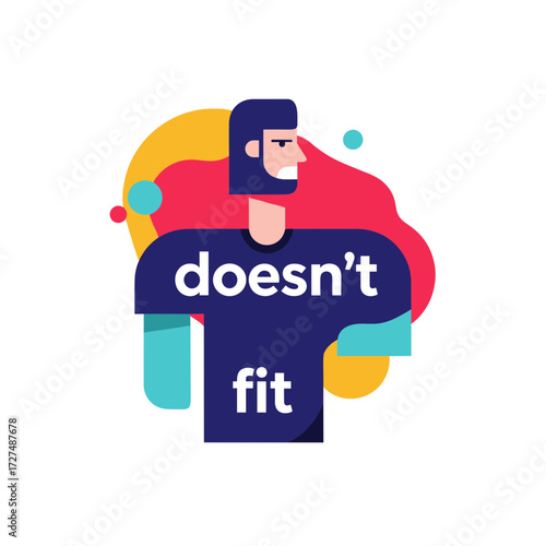 Stylish Man in a TShirt Saying Doesnt Fit.