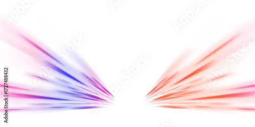Light beam illustration, neon light strip, high speed motion background, on transparent background in PNG format. Glow luminous glitter shimmer trail. 