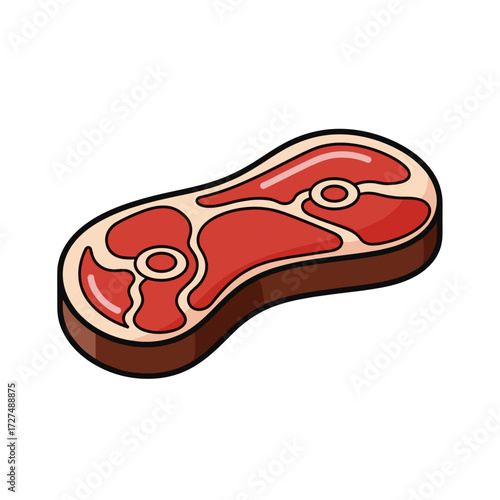 Stylized Raw Beef Steak with Marbling and Bone Detail.