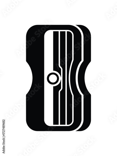 Black and white icon of a manual pencil sharpener