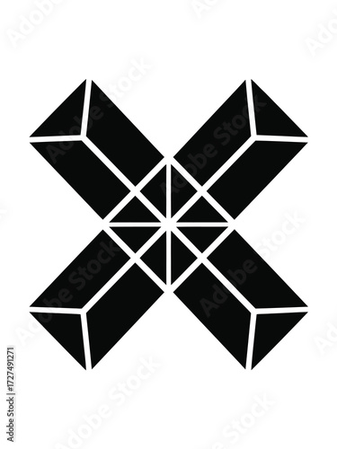 Abstract geometric black and white crystal shape design
