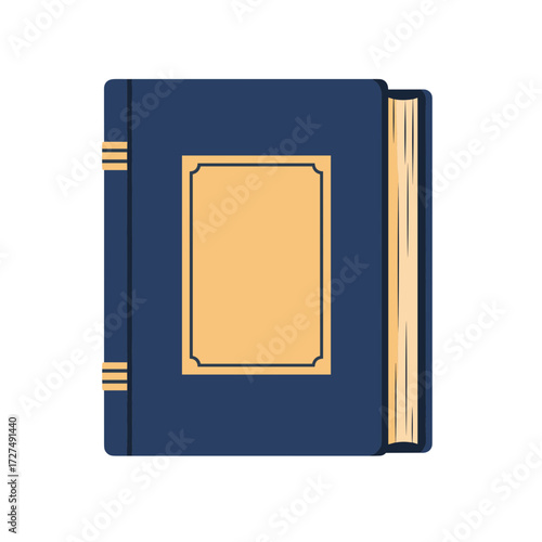 Elegant dark blue hardcover book with a blank gold label and decorative spine.