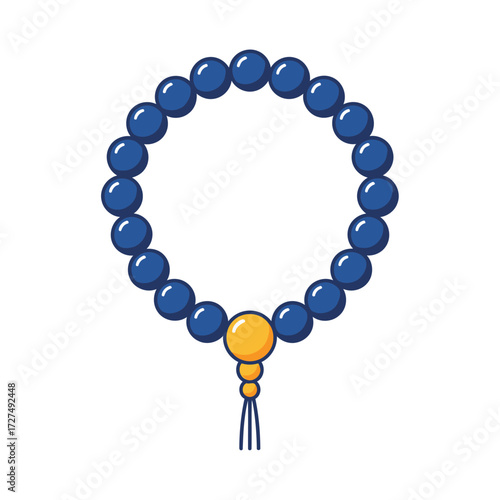 A simple vector illustration of blue prayer beads, also known as a mala, used for meditation and spiritual practice.