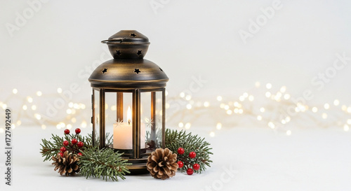 Christmas lantern candle light holiday decoration festive season winter background christmas decor lamp