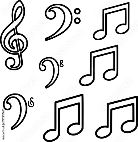Download royalty free music notes vector graphic for musical composition and design needs

