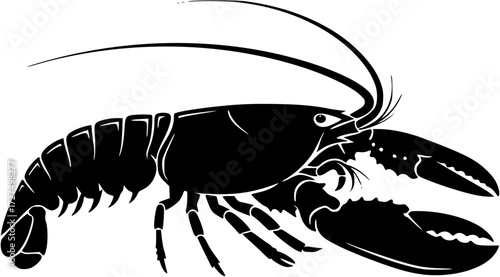 Black lobster vector illustration seafood animal crustacean silhouette design graphic art marine life ocean creature
