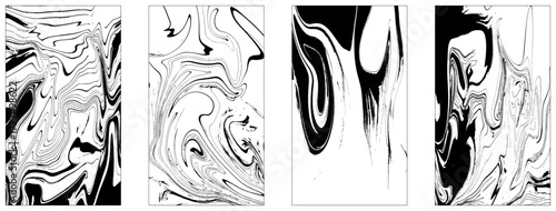 Set of white and black marble texture vector background. Stone or rock bundle, collection. 