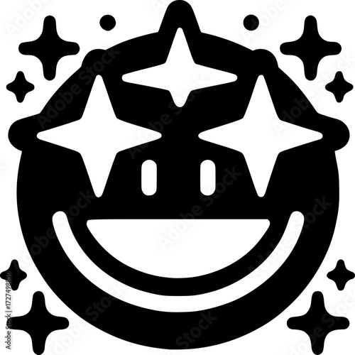 Enchanting Emoji: An emoji radiates with contagious happiness. With eyes filled with stars and a wide, genuine smile, It's the perfect symbol to express joy.