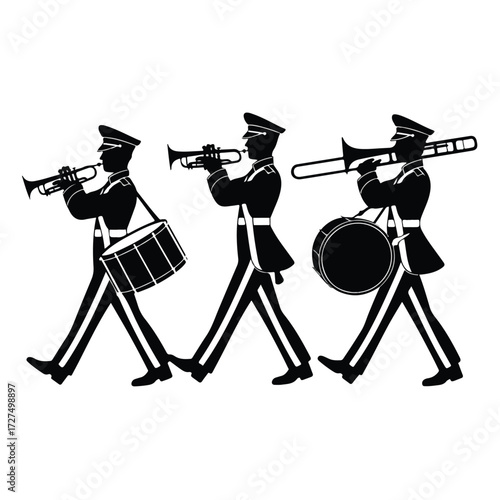 Silhouette vector illustration of a woman drummer playing jazz music in a rock band concert