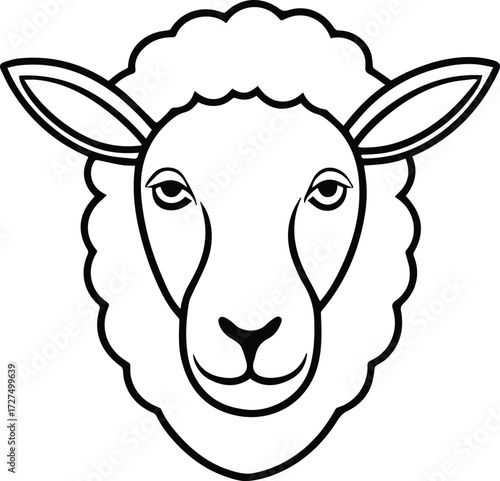 sheep head outline vector and illustration line art