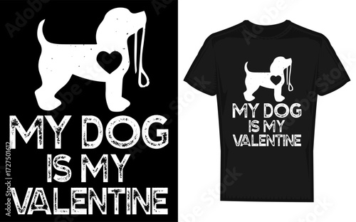 Cute dog valentine s day gift design with heart and paw print