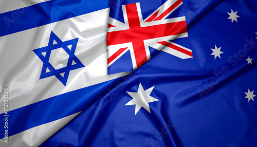 Side-by-side national flags of Israel and Australia, symbolizing diplomatic ties, cultural exchange, and international cooperation.
