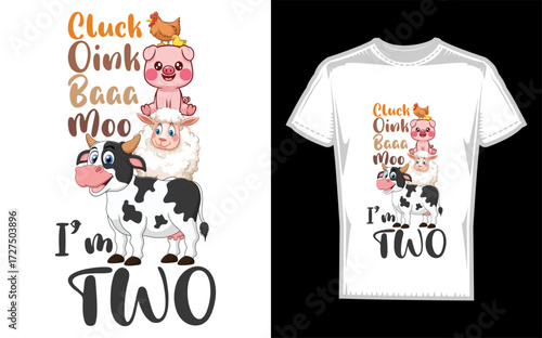 Cute two year old birthday cow with farm animals and farmhouse elements